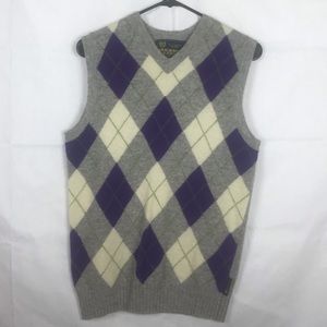 Abercrombie & Fitch, Size Small, Grey, Purple and Cream, Argyle, Sweater Vest